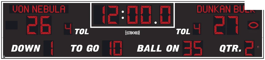 Model LX3845-ETN scoreboard face — Outdoor, Football
