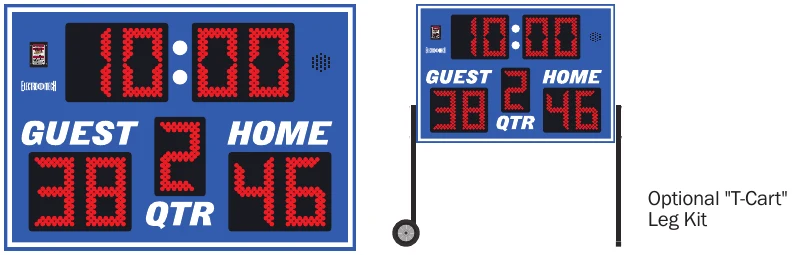 Model LX3120 scoreboard face — Outdoor, Portable Football — Optional "T-Cart" Leg Kit