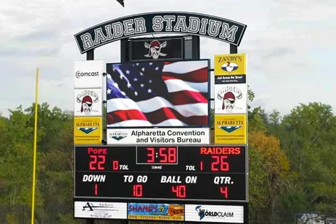 Custom Football Scoreboard with 22mm 160x288 Video Display, Alpharetta High School