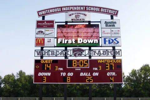 Custom Football Scoreboard with 22mm 128x288 Video Display, Whitehouse ISD