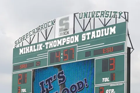Custom Football Scoreboard with 20mm 176x304 Live Video Display, Slippery Rock University