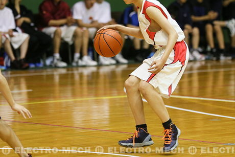Basketball players on shop court
